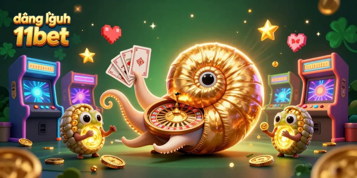 Experience the thrill of đăng nhập 11bet with captivating casino gaming elements and vibrant 3D illustrations.