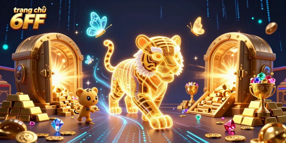 Experience excitement at trang chủ 6FF, where a golden tiger leads the way amidst dazzling treasures.