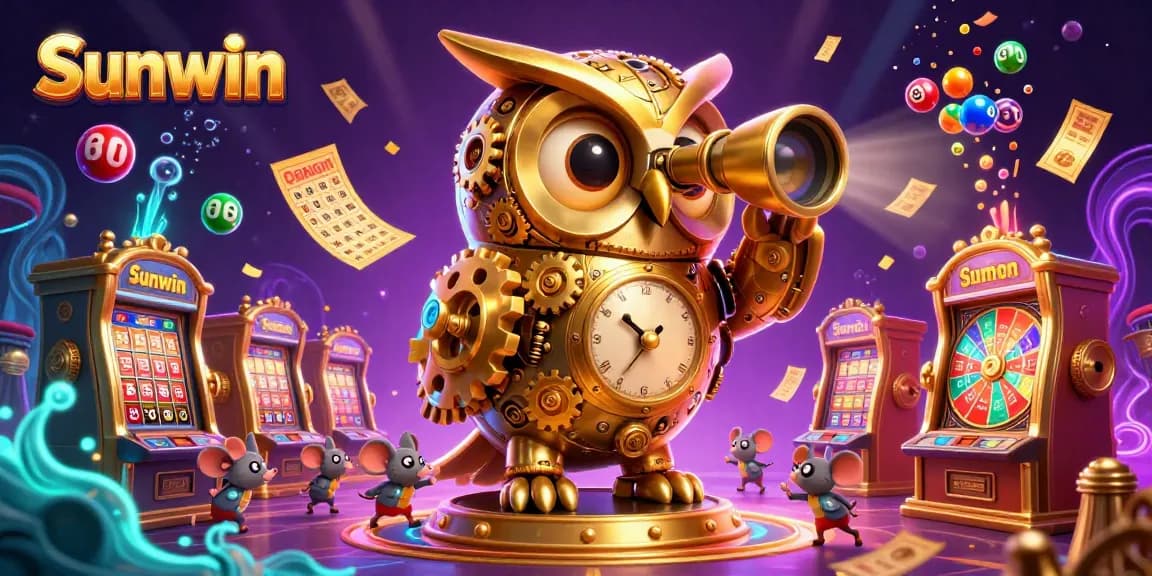Engage with Sunwin’s dynamic lottery and casino atmosphere, featuring lively characters and vibrant game elements.