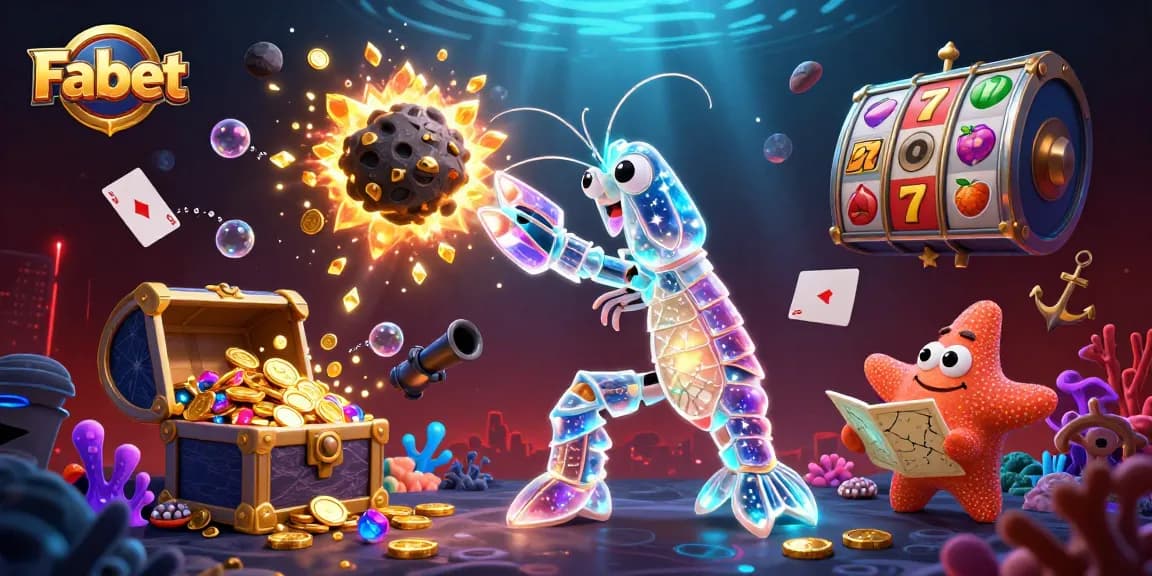 Experience Fabet's thrilling slot gaming scene with galactic characters and dazzling treasure.