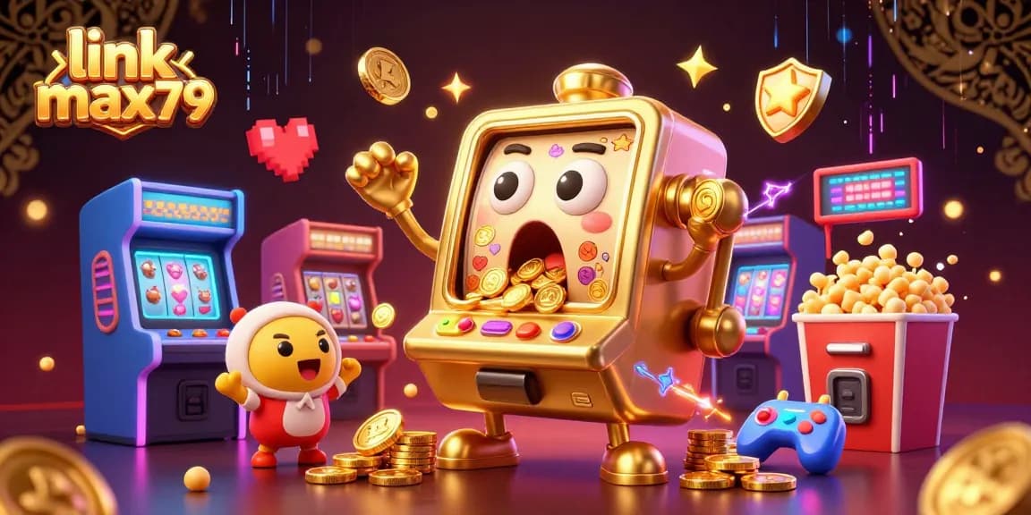 Engage in thrilling gameplay with link max79 as vibrant slot machines celebrate jackpot wins in a lively casino scene.