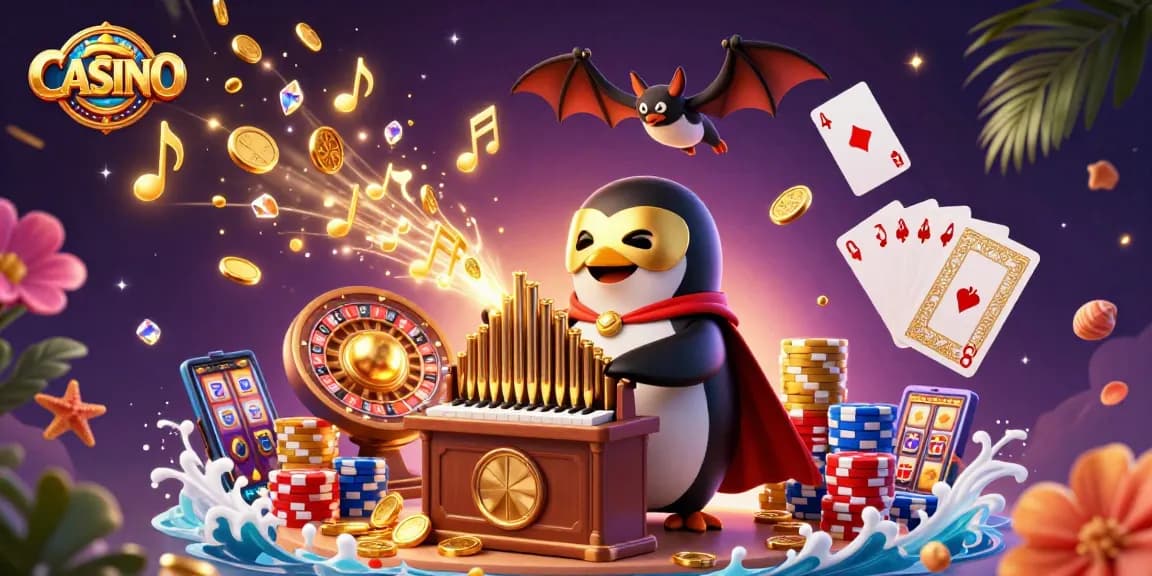 Engage with the exciting CASINO scene where a phantom penguin brings gold coins to life.