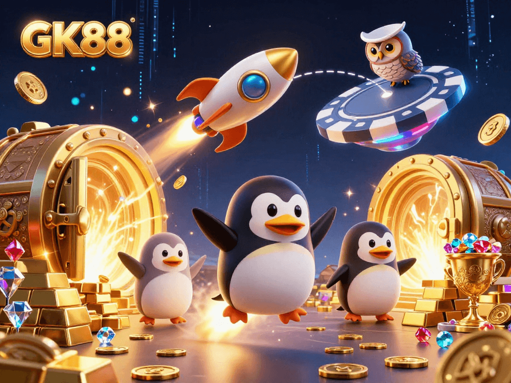 Experience the exciting world of GK88 with dynamic gaming elements and vibrant 3D visuals.