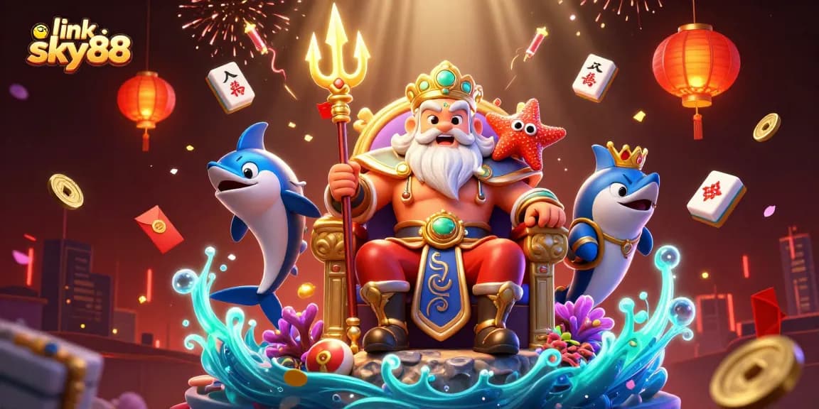 Experience thrilling games with link sky88 in a vibrant 3D casino illustration full of excitement.