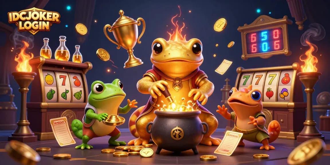 IDCJOKER LOGIN showcases vibrant slot elements in a thrilling 3D casino scene.