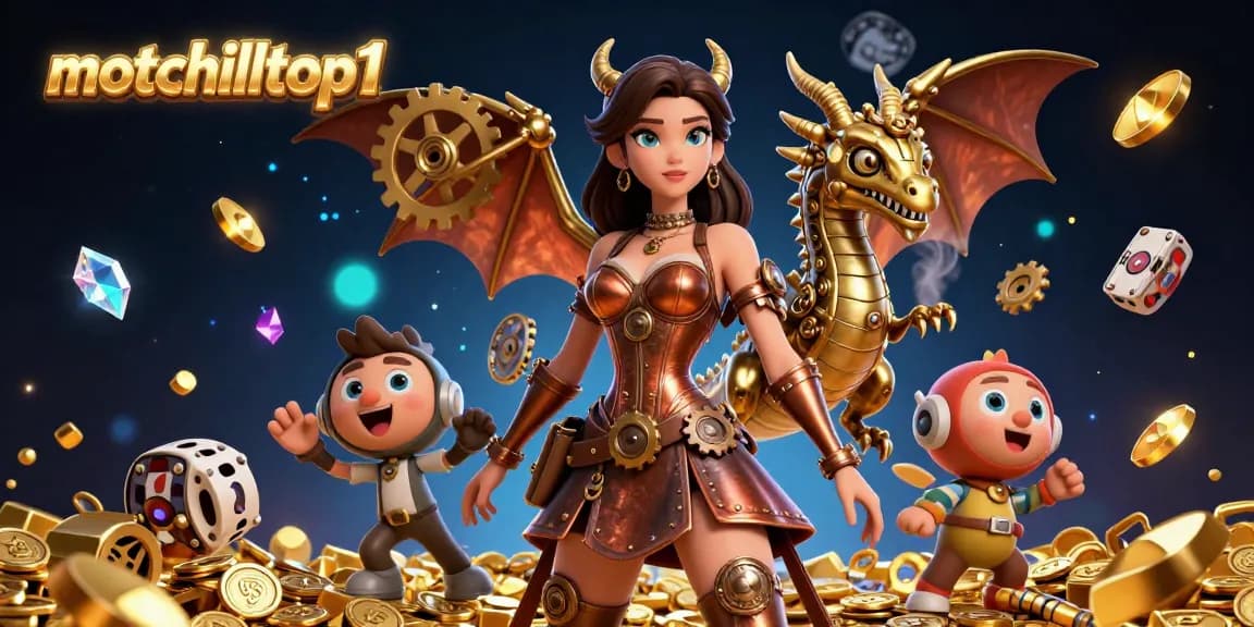 Experience the excitement of gambling with motchilltop1's captivating 3D illustration showcasing a stunning character amidst dynamic gaming elements.