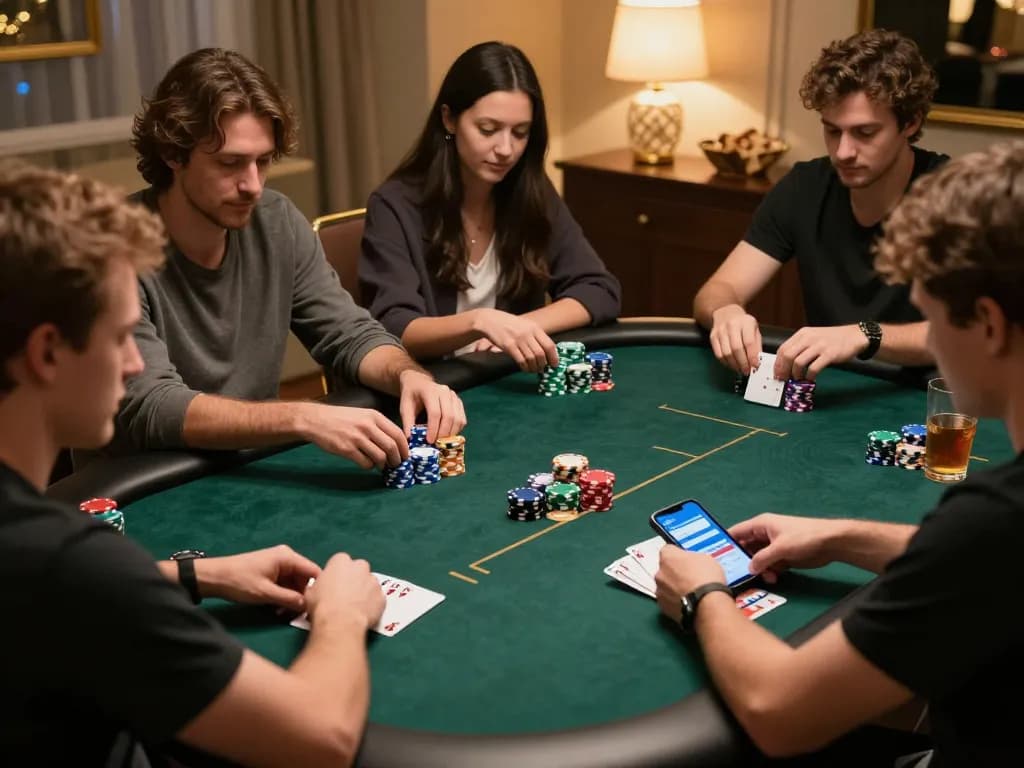 Engaging 789WIN poker game setup, showing players focused on strategy and chips