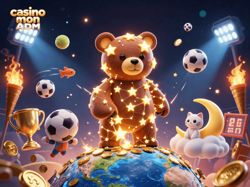 Gioca e vinci nel casino non ADM con un'illustrazione vivace di bear e sport.