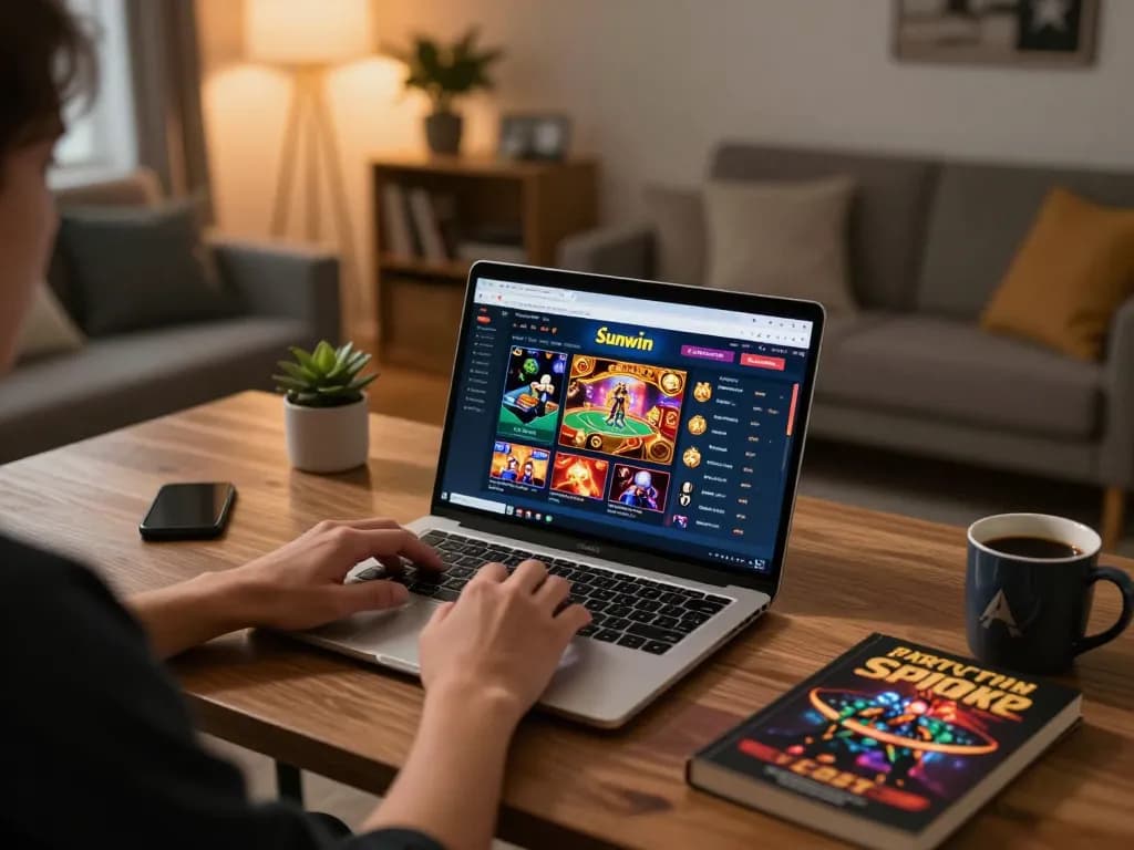 Engaging gameplay experience with Sunwin in a cozy home setting, showcasing an online gaming session.