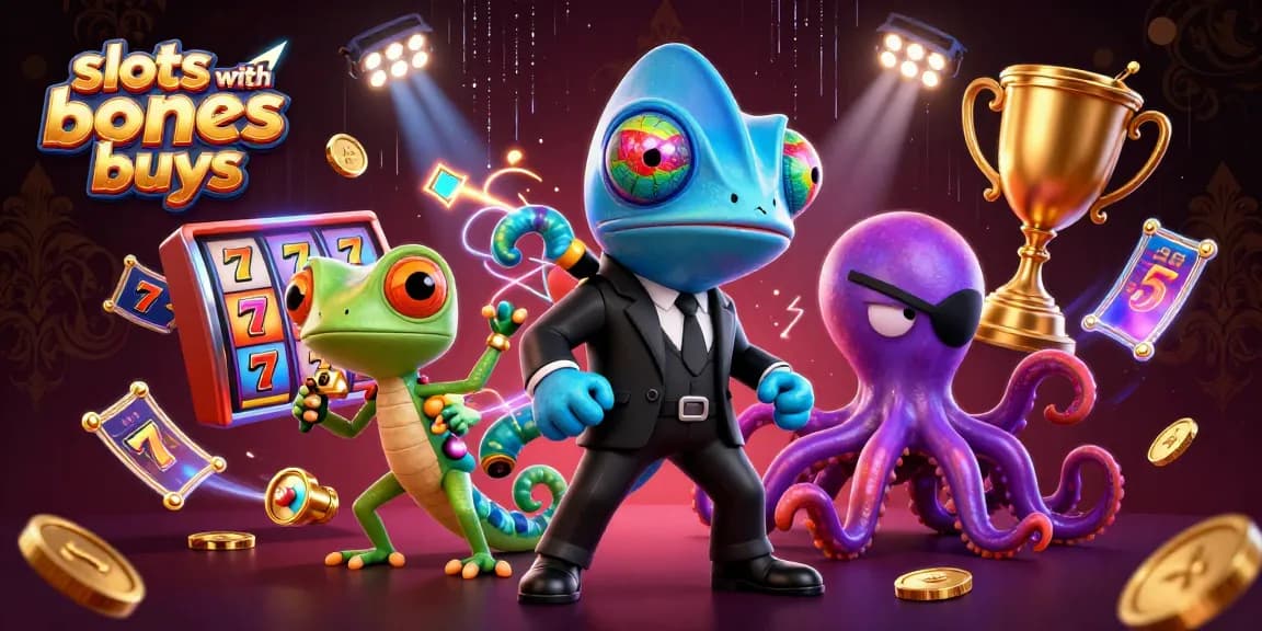Engage with slots with bonus buys in a vibrant 3D casino setting showcasing colorful slot reels and dynamic action.