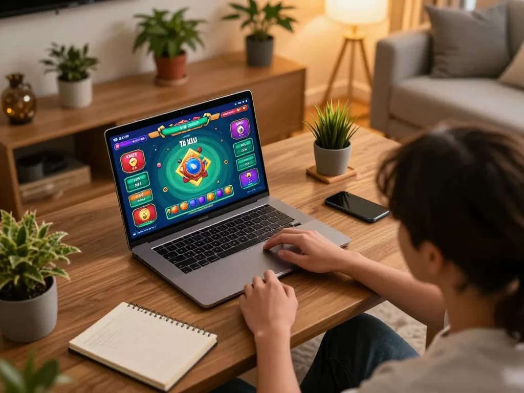 Engaged player enjoying Tài Xỉu MD5 online, showcasing vibrant game interface and strategic notes.
