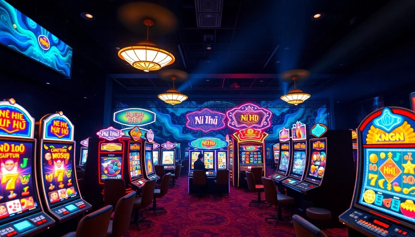 Exciting Nổ Hũ online slot machines in a modern casino setting.