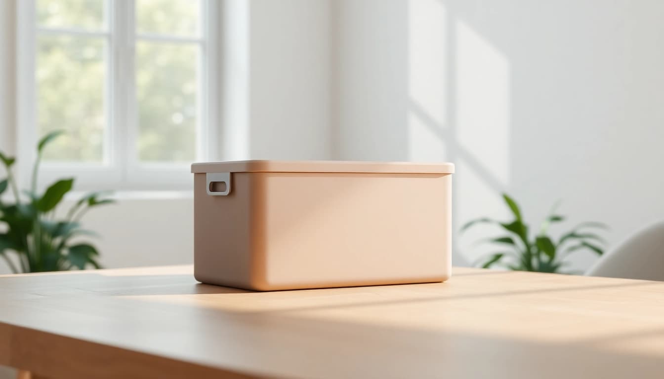 Organize your space with a stylish storage box featuring sleek design and functionality.