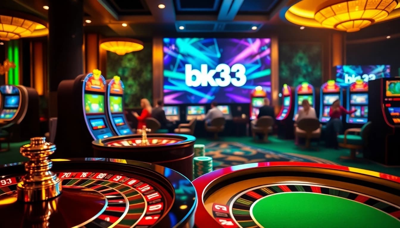 Engaging players enjoying bk33's online casino games within a luxurious setting.