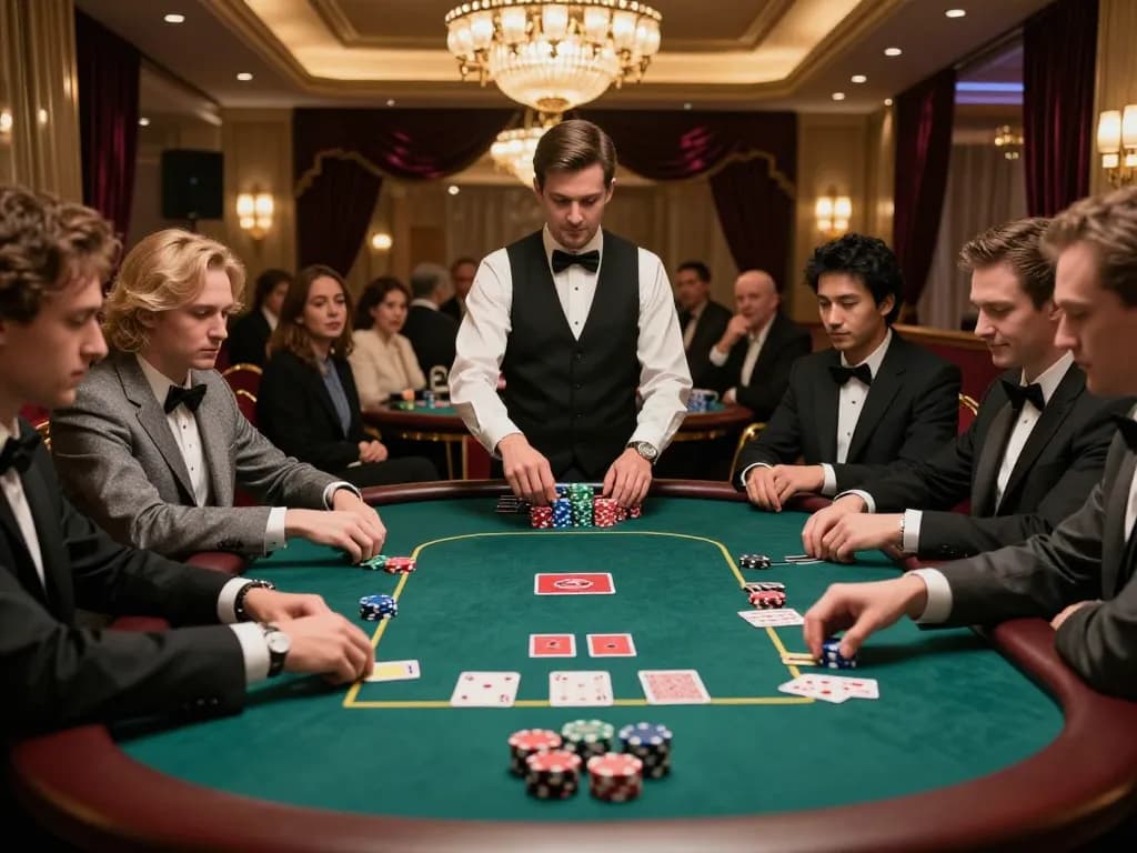 Các người chơi lập chiến lược tại bàn poker trong khi truy cập Link 12bet để chọn lựa các tùy chọn cá cược trực tuyến.