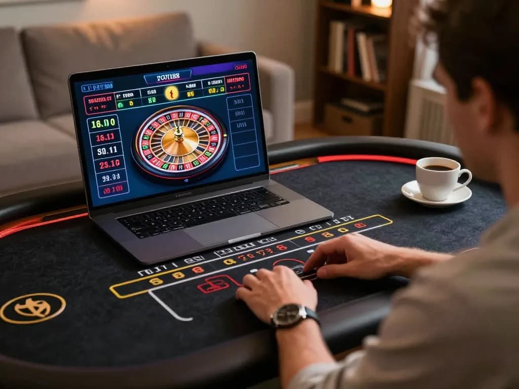 Engaging in live dealer casino gameplay on LOTO188 COM, showcasing a strategic online gambling setup.