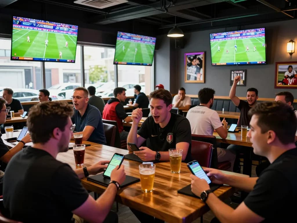 Fans engaged in sports betting during the World Cup 2026, showcasing excitement and strategic moments in live match viewing