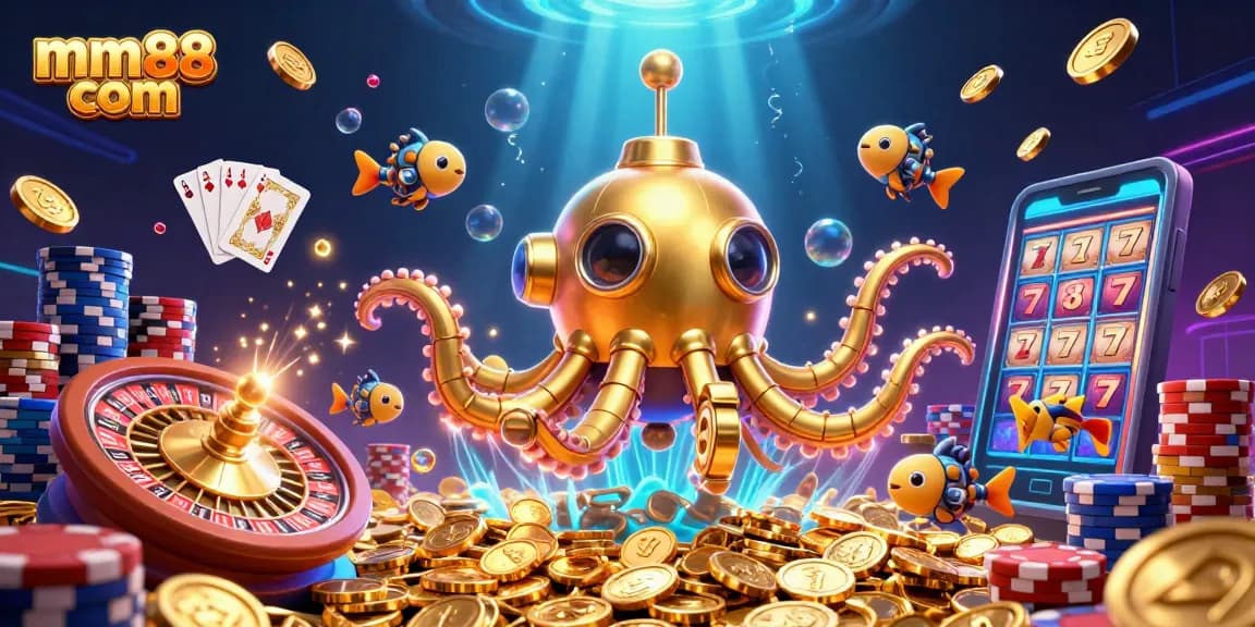Experience thrilling wins at mm88 com in this vibrant 3D illustration of a magical casino adventure.