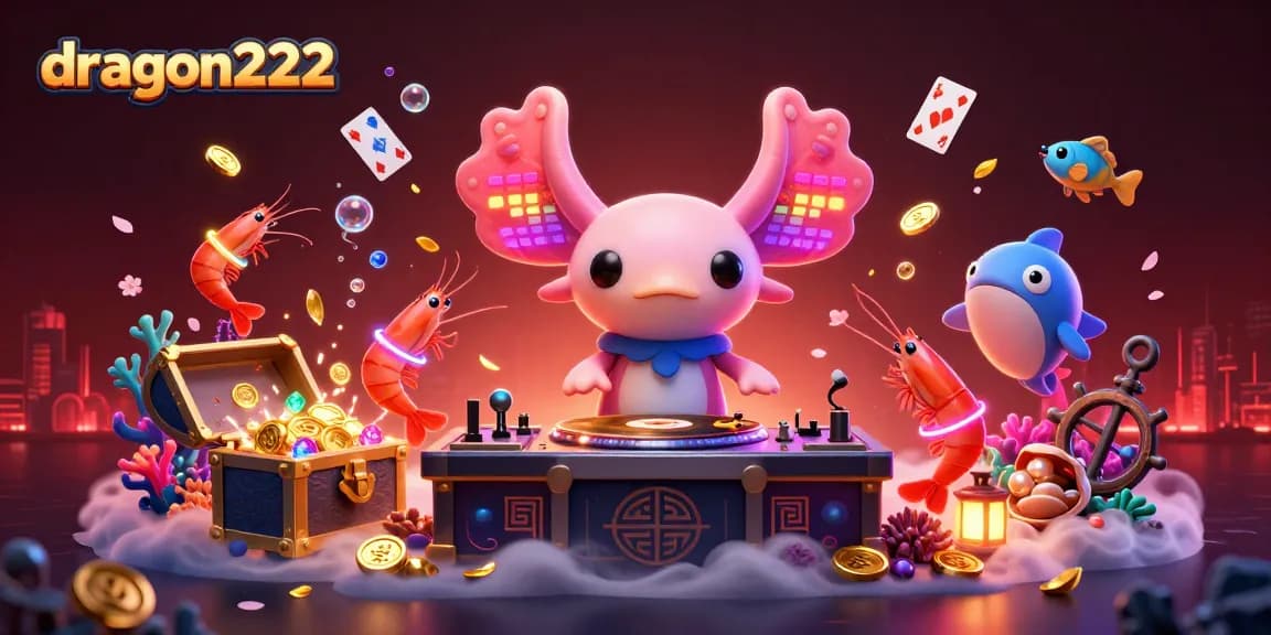 Experience dragon222's vibrant gaming atmosphere through a lively underwater party with characters and casino elements.