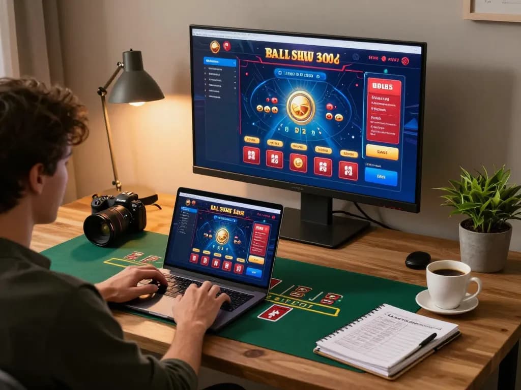Experience thrilling gameplay with lc88pro online baccarat session in a cozy home setting.