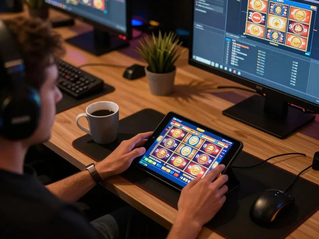 Experience thrilling gameplay with paris slot games on a cozy tablet setup, featuring a player's winning screen.