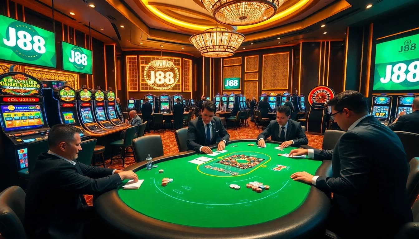 Experience thrilling poker action at J88 casino with interactive gaming elements.