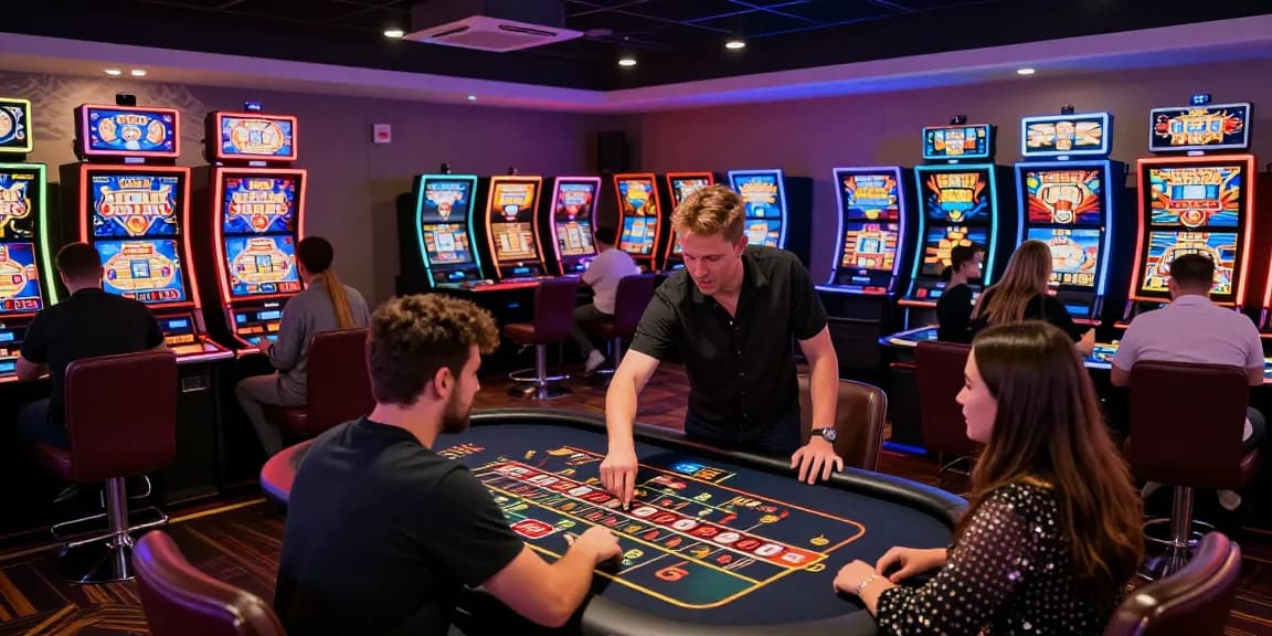 Dynamic online casino gaming scene with diverse players engaged, showcasing the excitement of non-UK casinos at https://sssk.org.uk.