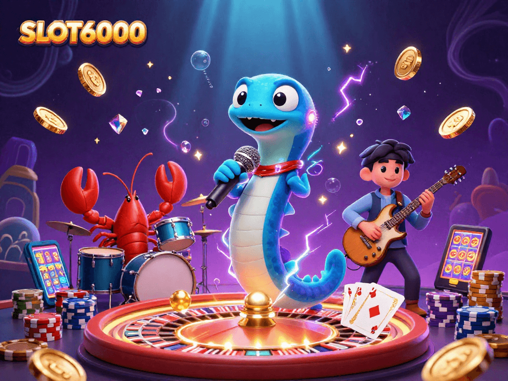 SLOT6000 showcases a vibrant underwater casino scene with animated characters and exciting gaming elements.