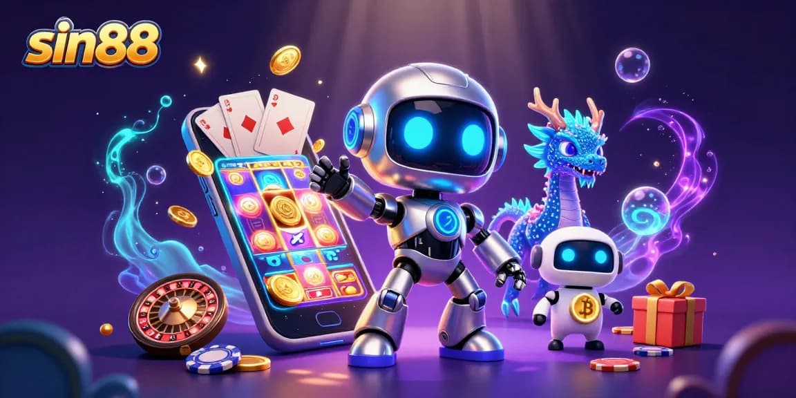 Engage with exciting gameplay at sin88, featuring a vibrant 3D illustration of cyberpunk characters and casino elements.