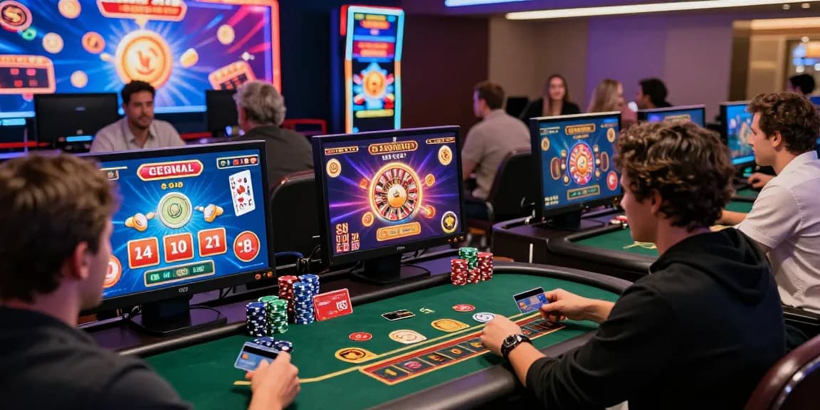 Engaging online casino experience at https://southsomersetenvironment.co.uk/ featuring diverse players using credit cards for blackjack, slots, and roulette.