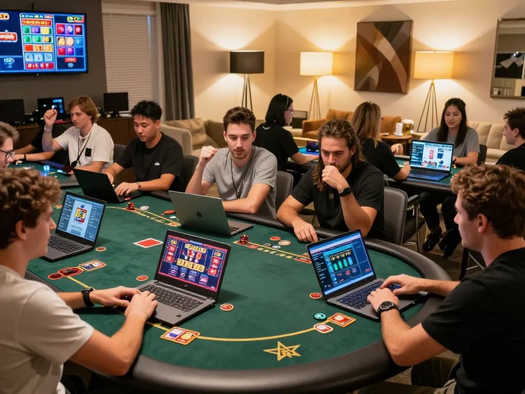 Players interacting with the rikvip online casino app during an exciting game night at home