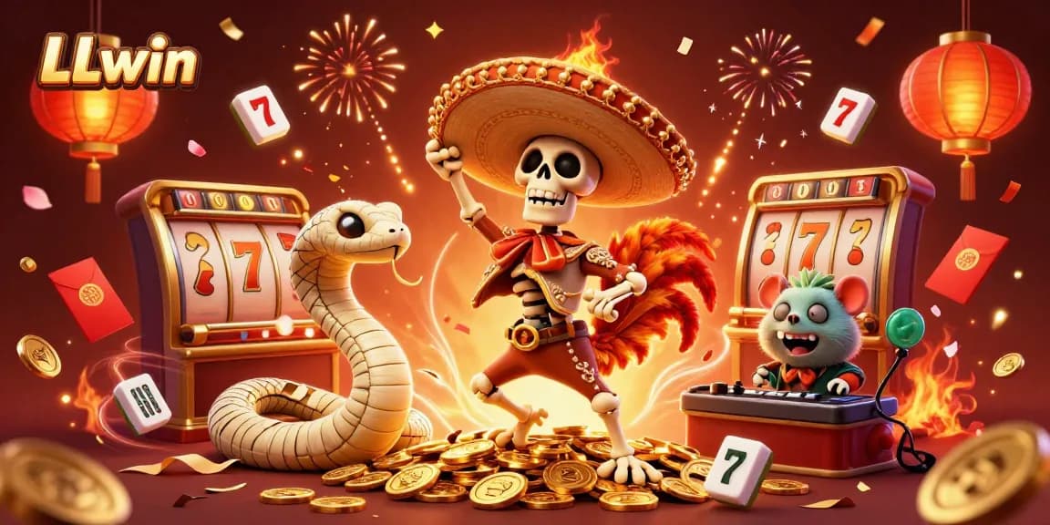 Experience LLwin with thrilling jackpot scenes featuring animated characters celebrating wins and vibrant casino elements.