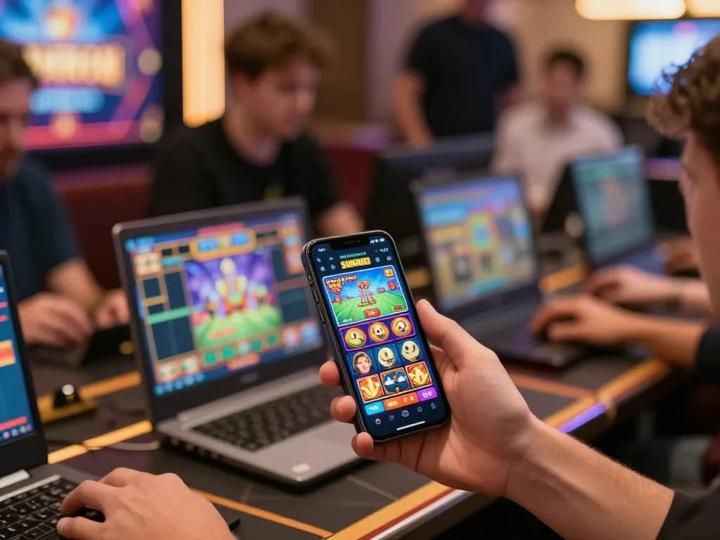 SUNWIN app gameplay on smartphone, showing dynamic online casino experience with vibrant graphics.