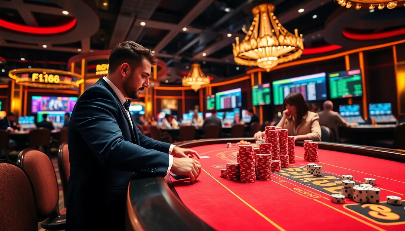 Join the high-stakes action at https://f168.vision/ as players engage with vibrant casino games.