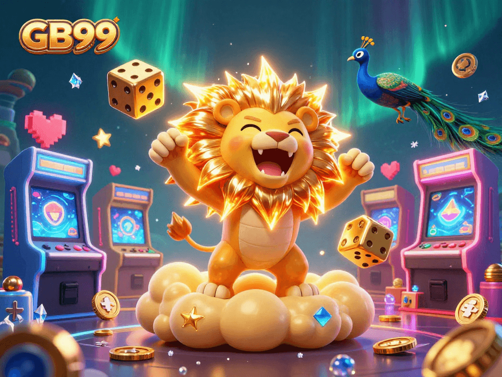 Experience thrilling gaming with GB99’s captivating 3D casino illustration featuring vibrant characters and exciting elements.