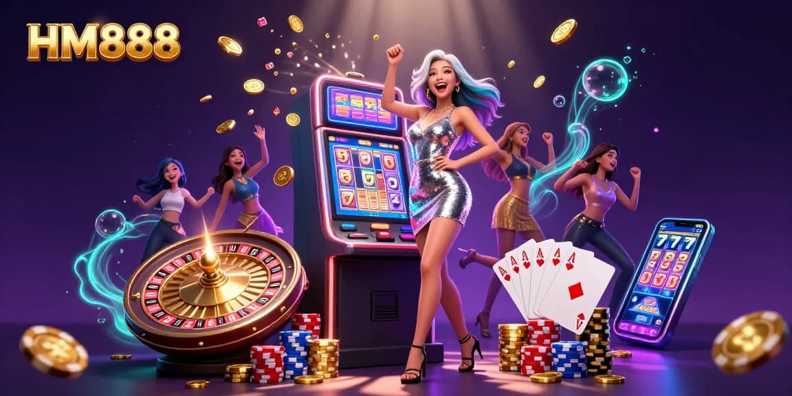 Experience electrifying wins at HM888 with vibrant slot scenes and dynamic casino elements.