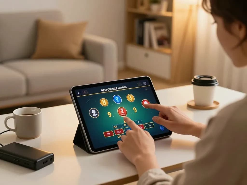 lc88 player engaging in live casino game on tablet surrounded by strategic materials