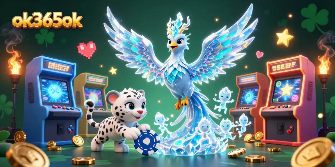 Engage in immersive gaming at ok365ok with vibrant scenes of casino magic and animated characters.