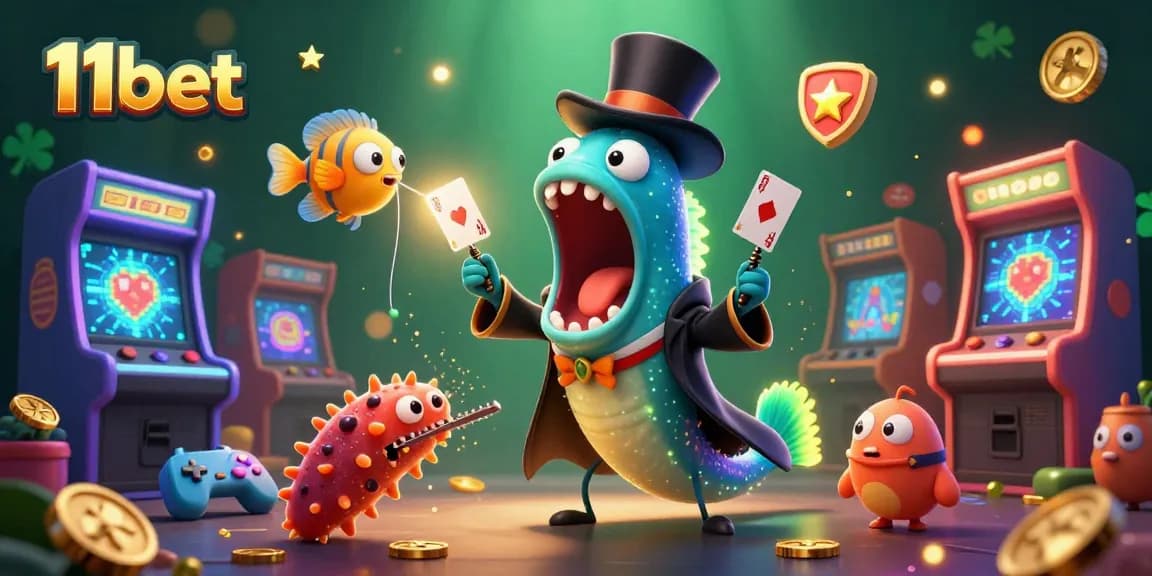 Experience the excitement of 11bet with a magical underwater casino scene, showcasing animated characters.
