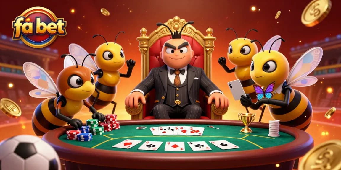 Experience thrilling sports betting with fa bet amidst vibrant characters and dynamic casino elements.
