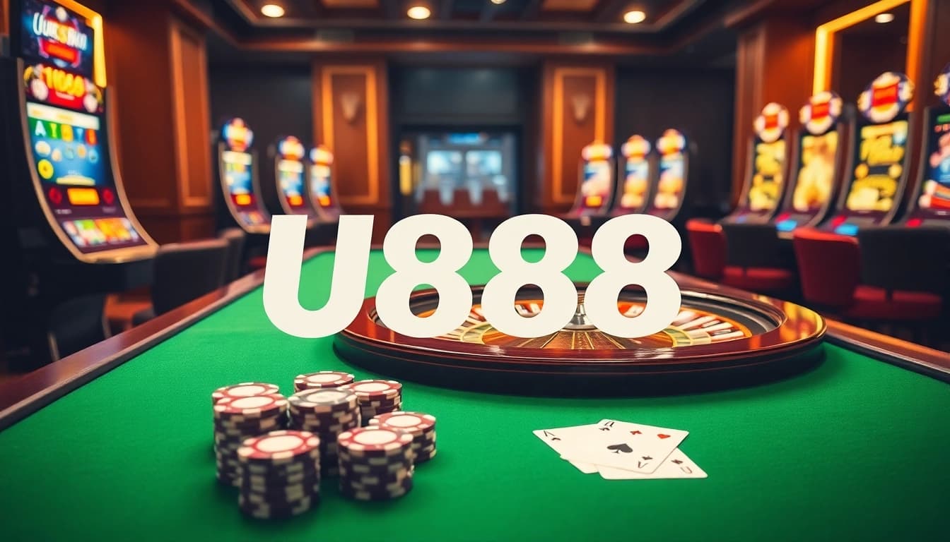Experience the thrill of U888 with a vibrant gambling scene featuring roulette and poker.