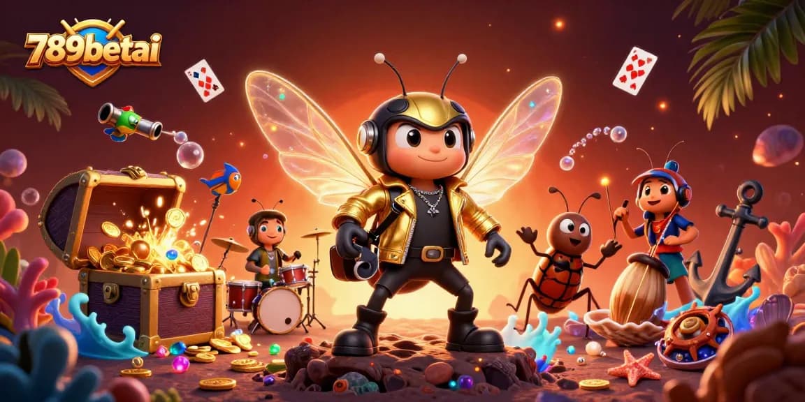 Engaging scene highlighting 789betai's vibrant casino experience with animated characters immersed in a treasure-filled underwater world.