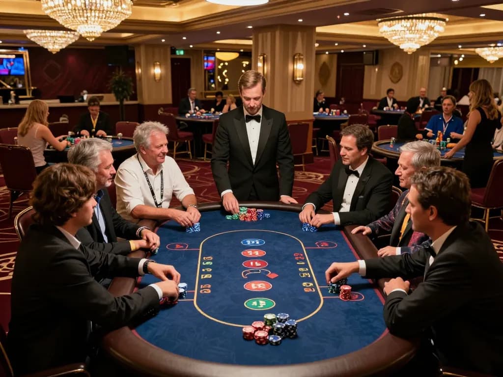 A captivating poker scene at 789wincom's upscale casino, featuring players engaged in strategic gameplay.
