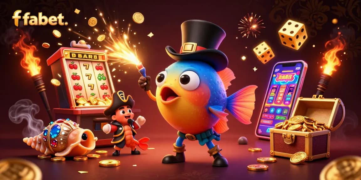 Experience fabet. excitement with an anglerfish attracting coins amid a jackpot explosion in this vibrant casino art.