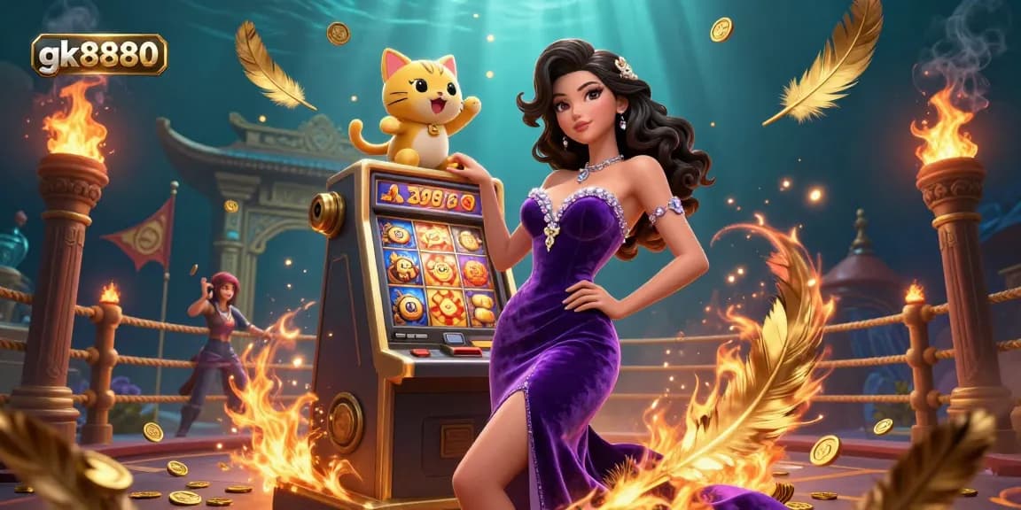 Engage with exciting gaming at gk8880, featuring a jackpot celebration with vibrant visuals and winning elements.
