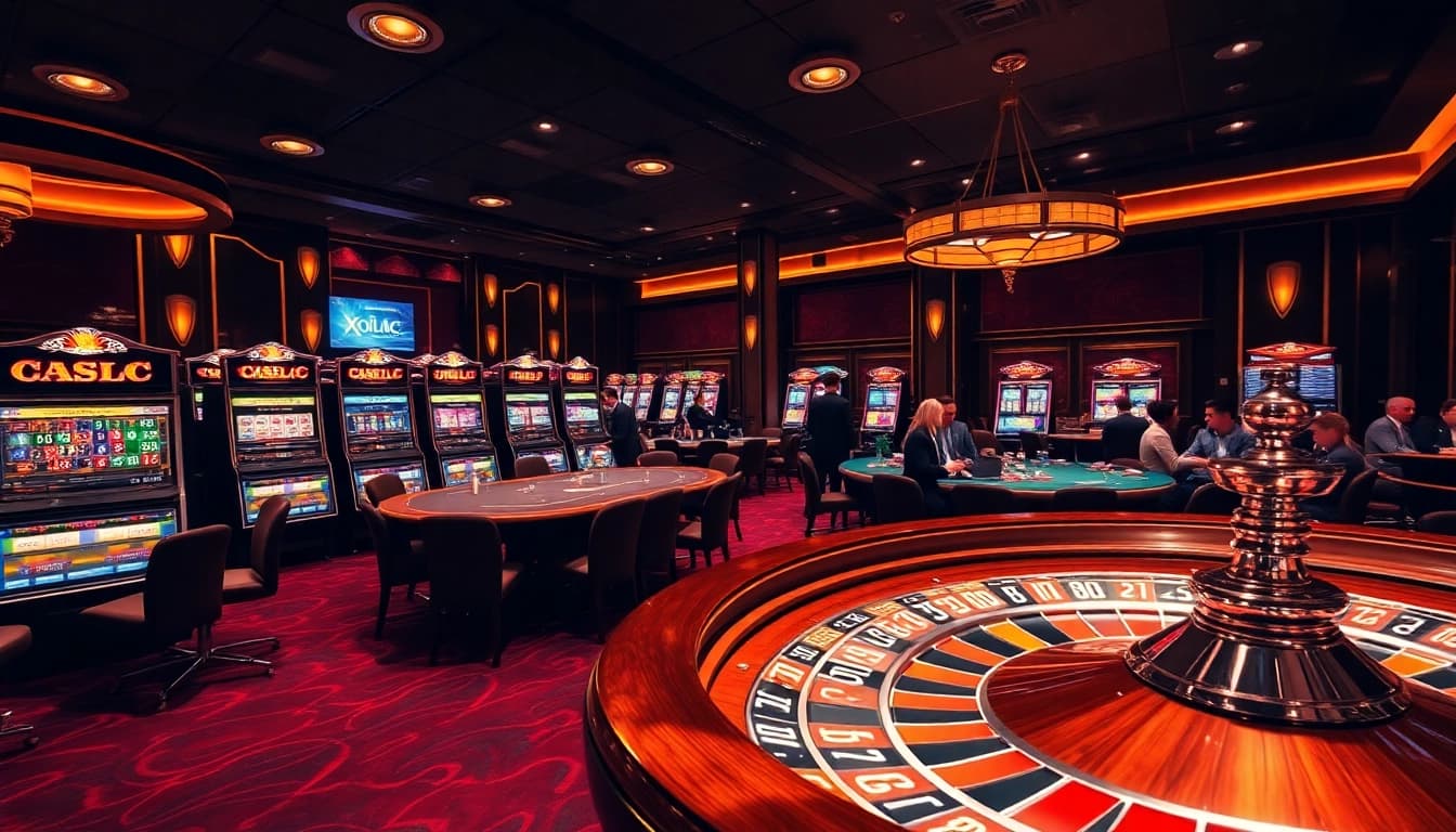 Xoilac offers an exhilarating casino experience with poker tables and vibrant slot machines.