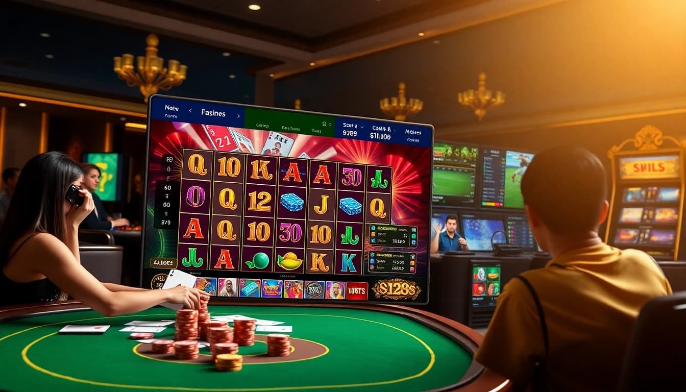 Experience diverse online betting with 8k8's vibrant casino, slot machines, and sports interface.