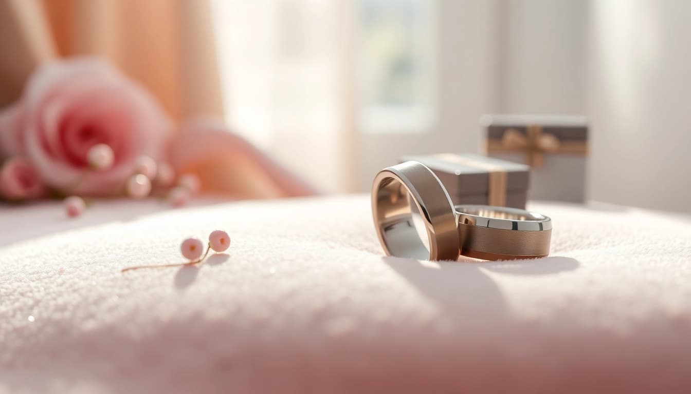 Showcasing stunning tungsten rings on a velvet background, highlighting their luxurious shine.