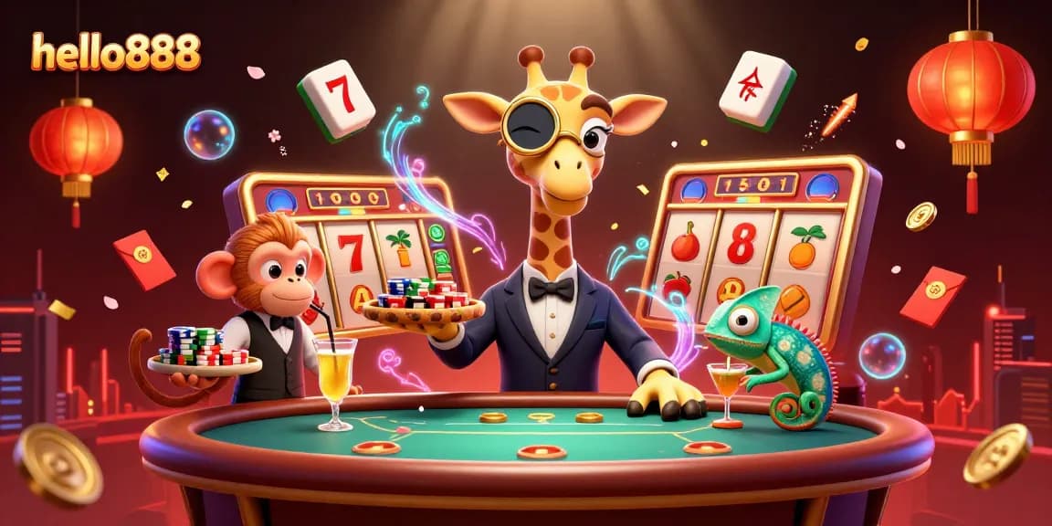 Engage in thrilling gameplay at hello888 with vibrant casino elements and lively 3D characters.