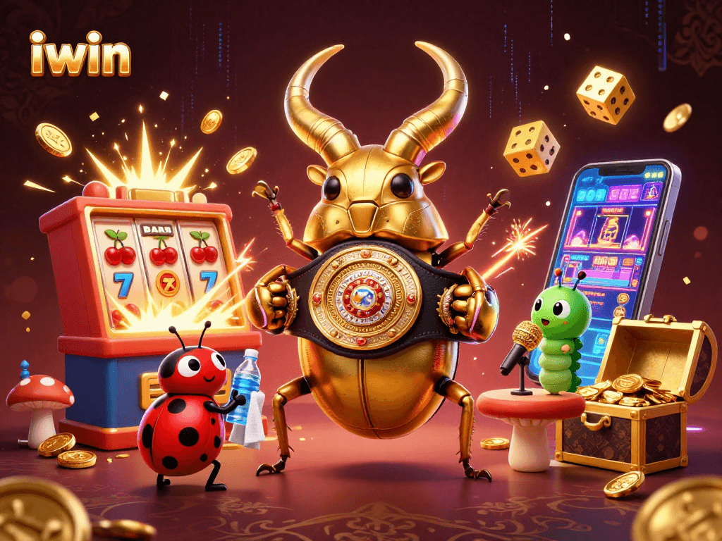Experience the excitement of iwin as the golden stag beetle competes with vibrant casino elements.